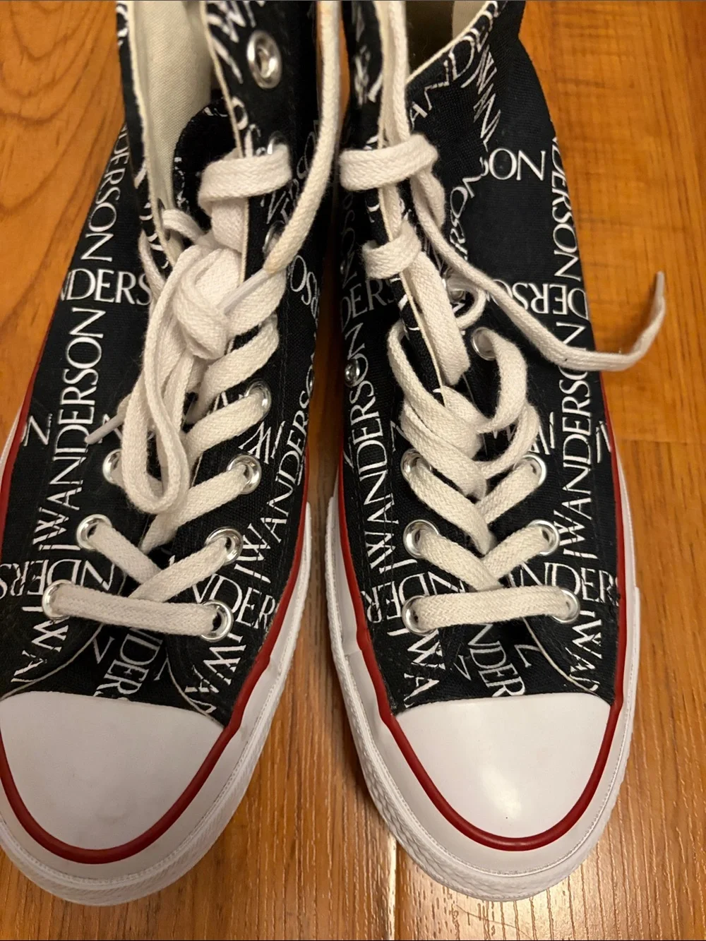 Converse Black & White JW Anderson Logo High-Top Sneakers, 7.5 mens /9.5 women’s